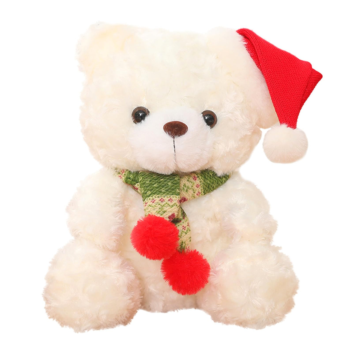 Teddybär Plüschtier 23 cm weiß – weicher Weihnachts-Stoffbär aus PP-Baumwolle, flauschiges Kuscheltier & Deko