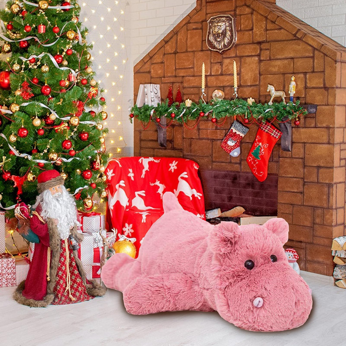 champracer Kuscheltier Nilpferd rosa – superweiches Plüschtier aus Polyester, auch als Kuschelkissen für Kinder & Erwachsene