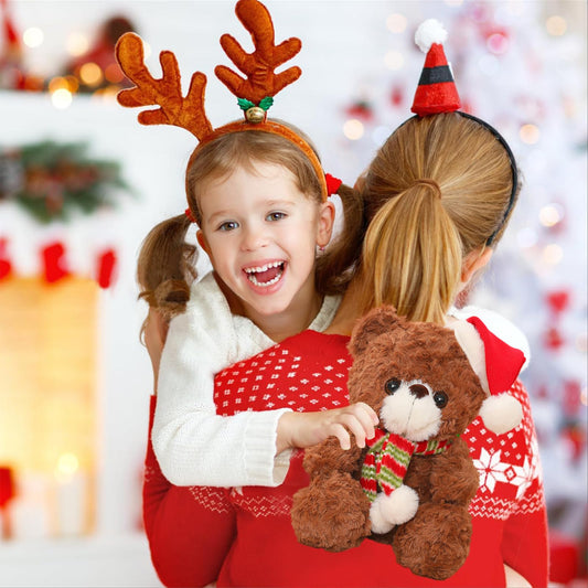 Teddybär Plüschtier 23 cm weiß – weicher Weihnachts-Stoffbär aus PP-Baumwolle, flauschiges Kuscheltier & Deko