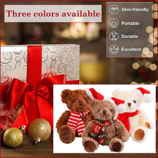 Weißer Weihnachts-Teddybär ca. 20 cm (8 Zoll) – flauschiges Plüschtier, weicher Stoffbär als Geschenk & Festdeko