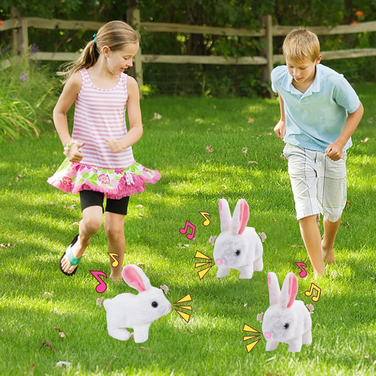 Interaktiver Plüschhase Osterhase – Hüpfendes Plüschtier mit Geräuschen, Wackelohren & Karotte, Weiß